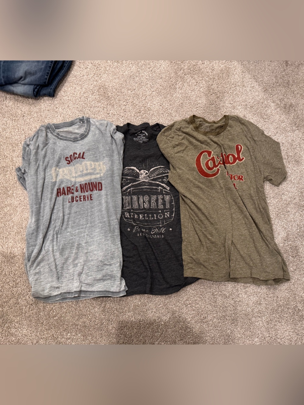 Lucky Brand Bundle Men's Graphic Tee Trio - Olive Green, Charcoal, Light Gray